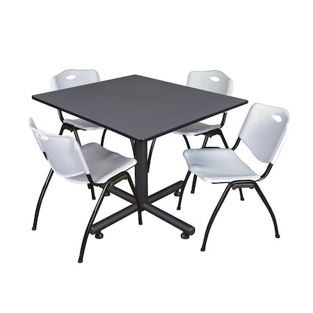 Kobe Kobe Square Table & Chair Set, Wood, Metal, Plastic Top, Grey TKB4848GY47GY